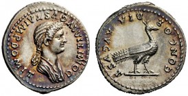 THE ROMAN EMPIRE 
 Domitia, wife of Domitian 
 Denarius 82-83, AR 3.48 g. DOMITIA AVGVSTA IMP DOMIT Draped bust r., hair falling in long plait behin...