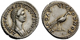 THE ROMAN EMPIRE 
 Domitia, wife of Domitian 
 Denarius 82-83, AR 3.43 g. DOMITIA AVGVSTA IMP DOMIT Draped bust r., hair falling in long plait behin...