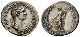 THE ROMAN EMPIRE 
 Diva Domitilla the younger, daughter of Vespasian and sister of Domitian 
 Denarius 82-83, AR 3.62 g. DIVA DOMITILLA AVGVSTA Drap...