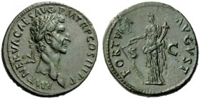 THE ROMAN EMPIRE 
 Nerva, 96 – 98 
 Sestertius 97, Æ 28.44 g. IMP NERVA CAES AVG P M TR P COS III P P Laureate head r. Rev. FORTVNA – AVGVST / S – C...