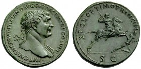 THE ROMAN EMPIRE 
 Trajan, 98 – 117 
 Sestertius circa 104/5-107 and later, Æ 27.52 g. IMP CAES NERVAE TRAIANO AVG GER DAC P M TR P COS V P P Laurea...