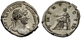 THE ROMAN EMPIRE 
 Hadrian, 117-138 
 Denarius 119-122, AR 3.32 g. [IMP] CAESAR TRAIAN – HADRIANVS AVG Laureate bust r. with drapery on l. shoulder....