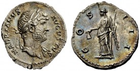 THE ROMAN EMPIRE 
 Hadrian, 117-138 
 Denarius 125-128, AR 2.83 g. HADRAIANVS – AVGVSTVS Laureate bust r., with drapery on l. shoulder. COS – III Li...
