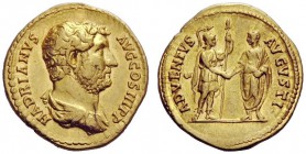 THE ROMAN EMPIRE 
 Hadrian, 117-138 
 Aureus 134-138, AV 7.32 g. HADRIANVS – AVG COS III P P Bareheaded and draped bust r. Rev. ADVENTVS – AVGVSTI R...