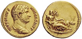 THE ROMAN EMPIRE 
 Hadrian, 117-138 
 Aureus 134-138, AV 7.35 g. HADRIANVS AVG COS III P P Bareheaded, draped and cuirassed bust r. Rev. Nilus recli...