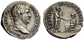 THE ROMAN EMPIRE 
 Hadrian, 117-138 
 Denarius 134-138, AR 3.24 g. HADRIANVS – AVG COS III P P Laureate head r. Rev. RESTITV – TORI GALLIAE Hadrian,...