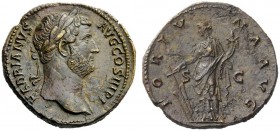 THE ROMAN EMPIRE 
 Hadrian, 117-138 
 Sestertius 134-138, Æ 23.70 g. HADRIANVS – AVG COS III P P Laureate head r., with drapery on l. shoulder. Rev....