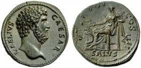 THE ROMAN EMPIRE 
 Aelius caesar, 136 -138 
 Sestertius 137, Æ 26.10 g. L AELIVS – CAESAR Bareheaded bust r. Rev. T – R POT – COS II S – C Salus sea...