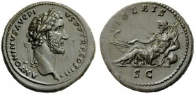 THE ROMAN EMPIRE 
 Antoninus Pius augustus, 138 – 161 
 Sestertius 140-144, Æ 26.16 g. ANTONINVS AVG PI – VS P P TR P COS III· Laureate head r. Rev....