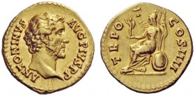 THE ROMAN EMPIRE 
 Antoninus Pius augustus, 138 – 161 
 Aureus 145-161, AV 7.34 g. ANTONINVS – AVG PIVS P P Bare head r. Rev. TR PO – T – COS IIII R...