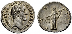 THE ROMAN EMPIRE 
 Antoninus Pius augustus, 138 – 161 
 Denarius 148-149, AR 3.28 g. ANTONINVS AVG PI – VS P P TR P XII Laureate head r. Rev. COS – ...