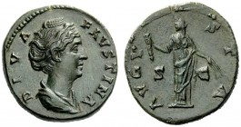 THE ROMAN EMPIRE 
 Faustina I, wife of Antoninus Pius 
 Diva Faustina. Dupondius after 141, Æ 14.51 g. DIVA – FAVSTINA Draped bust r., hair waved an...