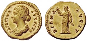 THE ROMAN EMPIRE 
 Faustina II, daughter of Antoninus Pius and wife of Marcus Aurelius 
 Aureus 161-176, AV 7.34 g. FAVSTINA – AVGVSTA Draped bust l...