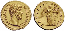 THE ROMAN EMPIRE 
 Lucius Verus, 161 – 169 
 Aureus December 163-164, AV 7.26 g. L VERVS AVG – ARMENIACVS Bare head r. Rev. TR P IIII – IMP II COS I...
