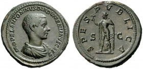 THE ROMAN EMPIRE 
 Diadumenian caesar, 217 – 218 
 Sestertius 217-218, Æ 26.59 g. M OPEL ANTONINVS DIADVMENIANVS CAES Bareheaded, draped and cuirass...