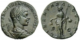 THE ROMAN EMPIRE 
 Elagabalus, 218 – 222 
 Sestertius 218-222, Æ 18.60 g. IMP CAES M AVR ANTONINVS PIVS AVG Laureate, draped and cuirassed bust r. R...