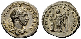 THE ROMAN EMPIRE 
 Elagabalus, 218 – 222 
 Denarius, 221, AR 3.08 g. IMP ANTONINVS – PIVS AVG Laureate and cuirassed bust r. Rev. PM TRP IIII COS II...