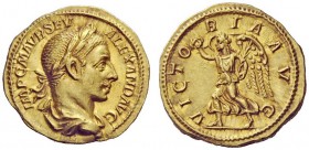 THE ROMAN EMPIRE 
 Severus Alexander augustus, 222 – 235 
 Aureus 225, AV 6.58 g. IMP C M AVR SEV – ALEXAND AVG Laureate and draped bust r. Rev. VIC...