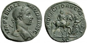 THE ROMAN EMPIRE 
 Severus Alexander augustus, 222 – 235 
 Sestertius 231, Æ 18.89 g. IMP SEV ALE – XANDER AVG Laureate bust r., with drapery on l. ...