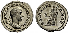 THE ROMAN EMPIRE 
 Gordian I, 1st – 22nd April 238 
 Denarius 1st-22nd April 238, AR 3.43 g. IMP M ANT GORDIANVS AFR AVG Laureate, draped and cuiras...