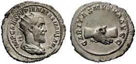 THE ROMAN EMPIRE 
 Pupienus, 22nd April – 29th July 238 
 Antoninianus 22 April- 29 June 238, AR 3.84 g. IMP CAES PVPIEN MAXIMVS AVG Radiate and cui...