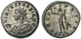 THE ROMAN EMPIRE 
 Probus, 276 – 282 
 Antoninianus, Ticinum 276-282, billon 3.73 g. VIRTVS PROBI AVG Radiate and cuirassed but l., holding spear an...