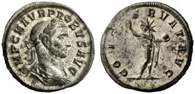 THE ROMAN EMPIRE 
 Probus, 276 – 282 
 Antoninianus (?) or pattern strike, struck with a die of an aureus, Siscia 276-282, billon 3.17 g. IMP C M AV...