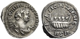 THE ROMAN EMPIRE 
 Carausius, 286 – 293 
 Denarius, ”RSR” mint 287-293, AR 4.72 g. IMP CARAVSIVS P F AVG Laureate and draped bust r. Rev. F – E – LI...