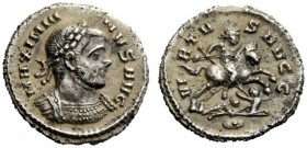 THE ROMAN EMPIRE 
 Maximianus Herculius, first reign 286 – 305 
 Quinarius, Siscia circa 295, AR 1.94 g. MAXIMIAN – NVS AVG Laureate and cuirassed b...