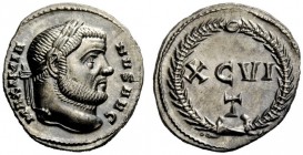 THE ROMAN EMPIRE 
 Maximianus Herculius, first reign 286 – 305 
 Argenteus, Ticinum circa 300, AR 3.61 g. MAXIMIA – NVS AVG Laureate head r. Rev. XC...