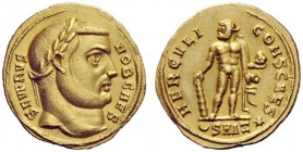 THE ROMAN EMPIRE 
 Severus II caesar, 305 – 306 
 Aureus, Antiochia circa 305, AV 5.36 g. SEVERVS – NOB CAES Laureate head r. Rev. HERCVLI – CONS CA...