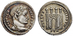 THE ROMAN EMPIRE 
 Constantine I caesar, 306-309 
 Argenteus, Treveri 306-307, AR 3.10 g. CONSTAN – TINVS NOB C Laureate head r. Rev. VIRTVS – MILIT...
