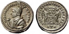 THE ROMAN EMPIRE 
 Constantine I augustus, 310-337 
 Follis, Treveri 319, billon 3.47 g. IMP CONSTANTI – NVS AVG Helmeted and cuirassed bust l., wit...