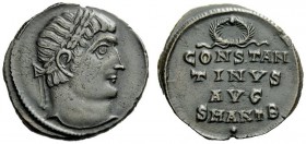 THE ROMAN EMPIRE 
 Constantine I augustus, 310-337 
 Follis, Antiochia 324-325, Æ 2.14 g. Laureate head r. Rev. wreath / CONSTAN / TINVS / AVG / SMA...