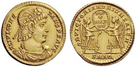 THE ROMAN EMPIRE 
 Constans, 337-350 
 Solidus, Aquileia 340-350, AV 4.46 g. FL IVL CONS – TANS P F AVG Rosette-diademed, draped and cuirassed bust ...
