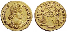 THE ROMAN EMPIRE 
 Constans, 337-350 
 Solidus, Aquileia 340-350, AV 4.40 g. CONSTANS – AVGVSTVS Rosette-diademed, draped and cuirassed bust r.; wre...