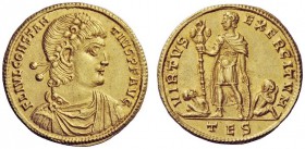 THE ROMAN EMPIRE 
 Constantius II, 337 – 361 
 Solidus, Thessalonica 337–340, AV 4.48 g. FL IVL CONSTAN – TIVS P F AVG Pearl and rosette-diademed, d...