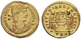 THE ROMAN EMPIRE 
 Constantius II, 337 – 361 
 Solidus, Thessalonica 340-350, AV 4.48 g. CONSTANTIVS – AVGVSTVS Laurel and rosette-diademed, draped ...