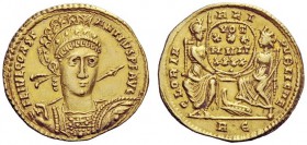 THE ROMAN EMPIRE 
 Constantius II, 337 – 361 
 Solidus 354–355, AV 4.46 g. FL IVL CONST – ANTIVS PF AVG Helmeted and cuirassed bust three-quarters r...