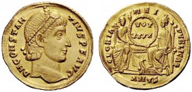 THE ROMAN EMPIRE 
 Constantius II, 337 – 361 
 Solidus, Antiochia 355-361, AV 4.40 g. D N CONSTAN – TIVS P F AVG Pearl-diademed head r. Rev. GLORIA ...