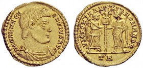 THE ROMAN EMPIRE 
 Magnentius, 350 – 353 
 Solidus, Treveri 350, AV 4.19 g. IMP CAE MAGN – ENTIVS AVG Bareheaded, draped and cuirassed bust r. Rev. ...