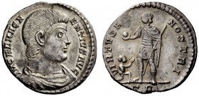 THE ROMAN EMPIRE 
 Magnentius, 350 – 353 
 Light miliarense, Treveri 350, AR 4.65 g. IM CAE MAGN – ENTIVS AVG Bareheaded, draped and cuirassed bust ...