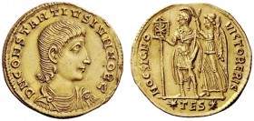 THE ROMAN EMPIRE 
 Constantius Gallus, 351 – 354 
 Solidus, Thessalonica 351-354, AV 4.52 g. D N CONSTANTIVS IVN NOB C Bareheaded, draped and cuiras...