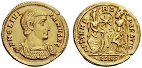AN INTERESTING COLLECTION OF COINS OF JULIAN II (THE PHILOSOPHER) AND THE FESTIVAL OF ISIS 
 Solidus 355–361, AV 4.40 g. D N IVL – IANVS N C Barehead...