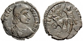 AN INTERESTING COLLECTION OF COINS OF JULIAN II (THE PHILOSOPHER) AND THE FESTIVAL OF ISIS 
 Æ 3, Sirmium 355-361, 2.32 g. D N CL IVLIA – NVS NOB C B...