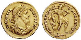 AN INTERESTING COLLECTION OF COINS OF JULIAN II (THE PHILOSOPHER) AND THE FESTIVAL OF ISIS 
 Julian augustus, 360-363 
 Solidus, Antiochia 361–363, ...