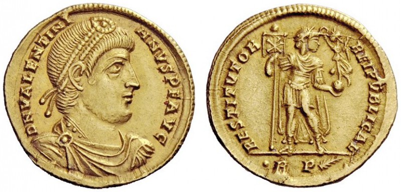 LATE ROMAN COINAGE 
 Valentinian I, 364 – 375 
 Solidus, 364-367, AV 4.45 g. D...