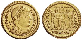 LATE ROMAN COINAGE 
 Valentinian I, 364 – 375 
 Solidus, Treveri 367-375, AV 4.46 g. D N VALENTINI – ANVS P F AVG Rosette-diademed, draped and cuira...