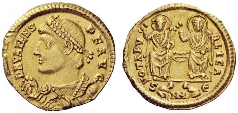 LATE ROMAN COINAGE 
 Valens, 364 – 378 
 Solidus, Nicomedia 367-375, AV 4.48 g...