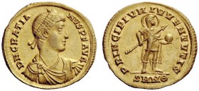 LATE ROMAN COINAGE 
 Gratian, 367 – 383 
 Solidus, Nicomedia 367-375, AV 4.33 g. D N GRATIA – NVS P F AVG Pearl-diademed, draped and cuirassed bust ...